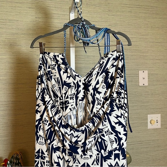 Loralette Plus Size 3X Maxi Dress Halter Tropical Open Back Beach - Picture 10 of 11